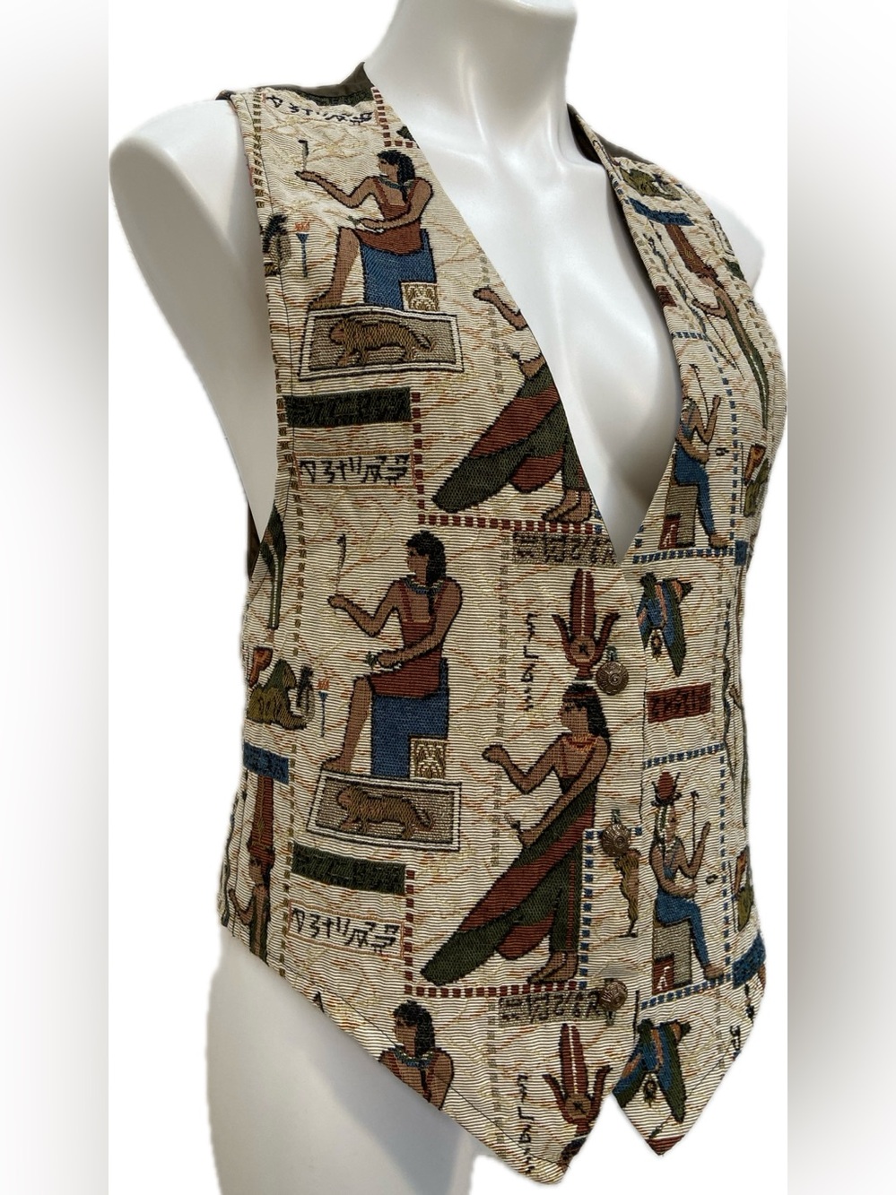 BACKROAD BLUES VINTAGE EGYPTIAN PHARAOH NOVELTY PRINT ANCIENT HISTORY VEST